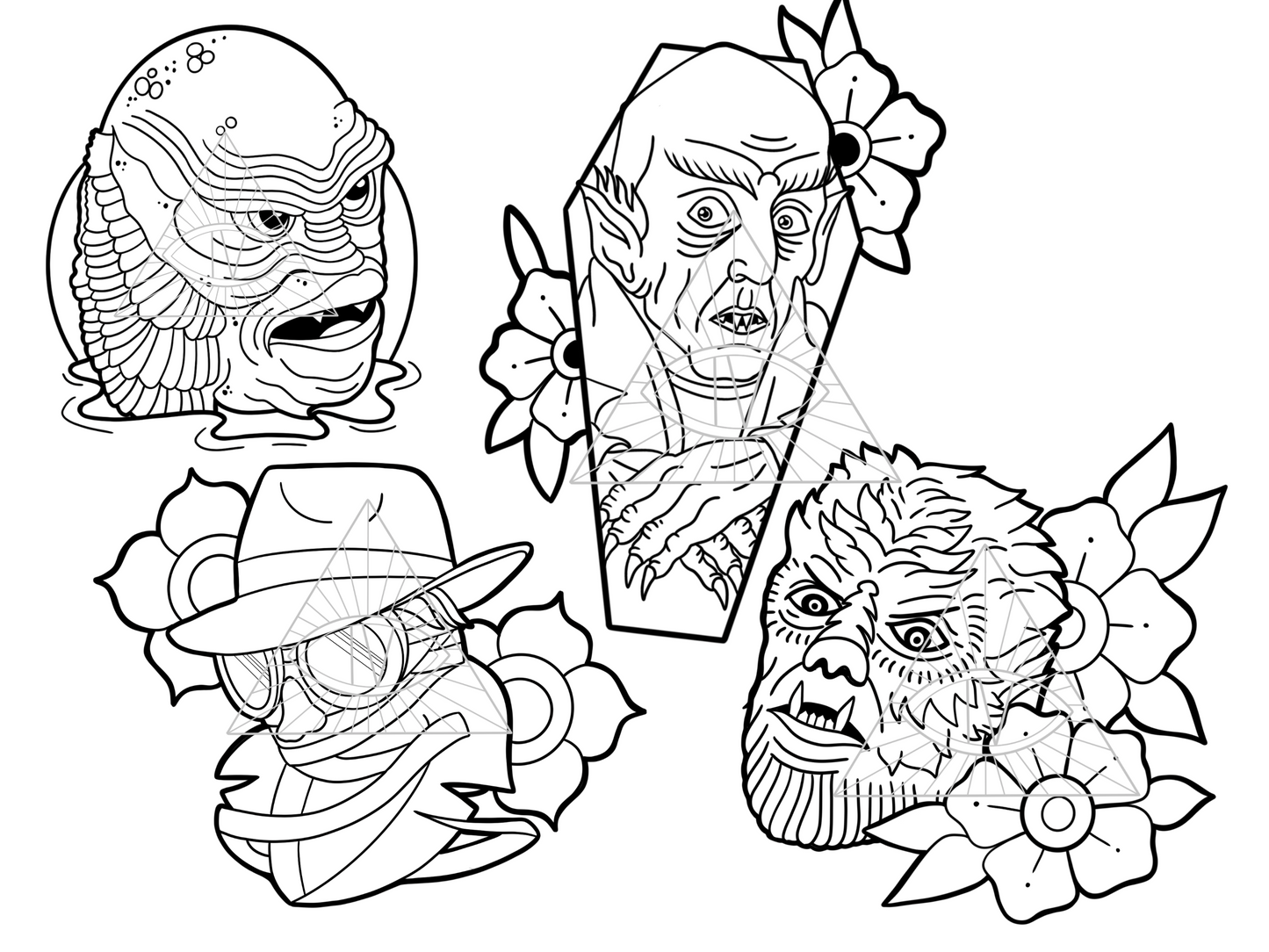 Classic Horror Movie SVG PNG Digital Design Bundle
