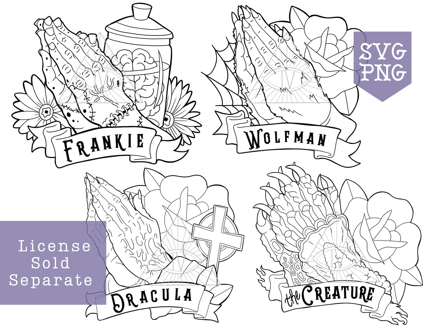 Classic Horror Praying Hands SVG/PNG