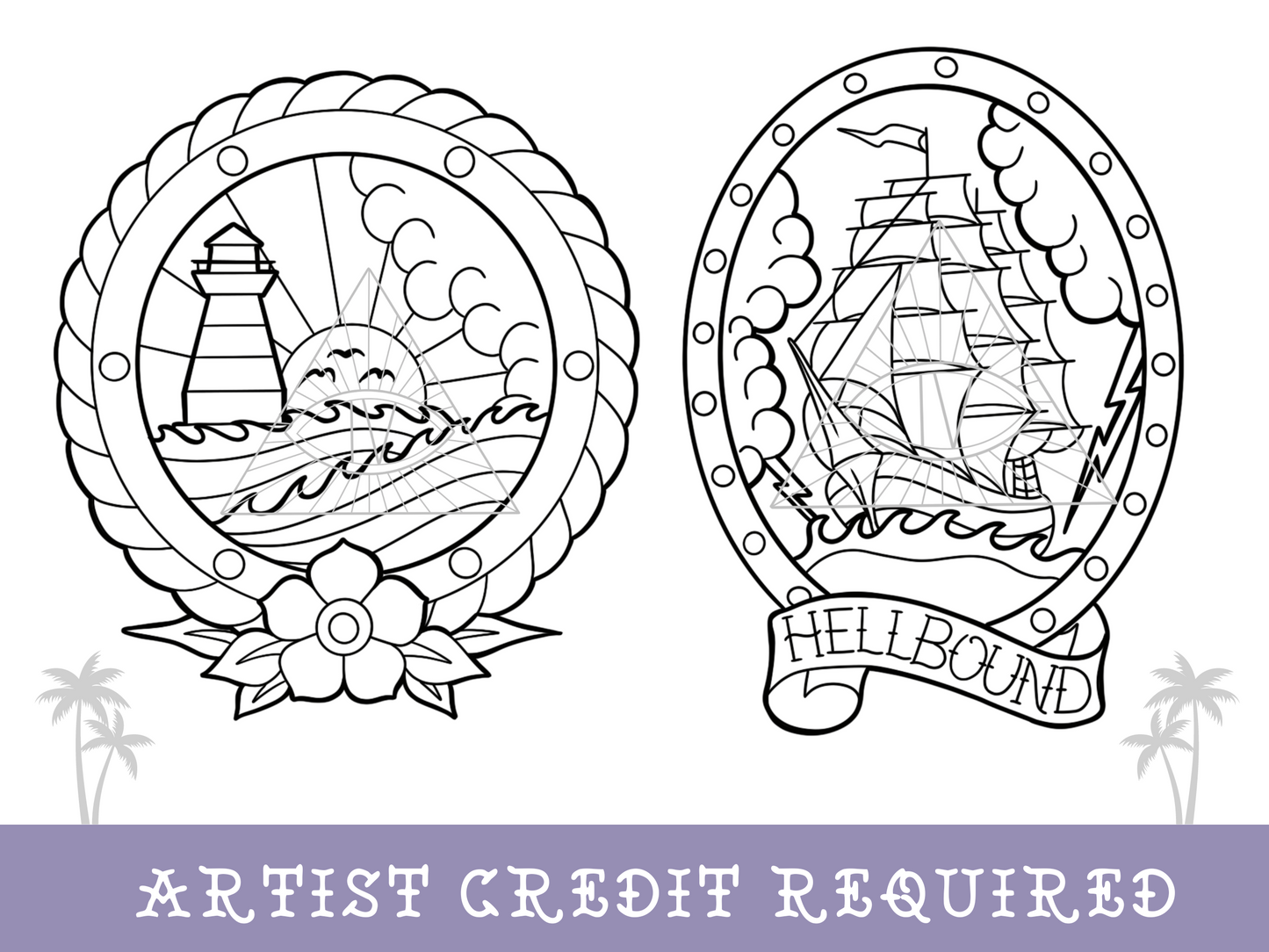 Beach Ocean Tattoo SVG PNG Designs