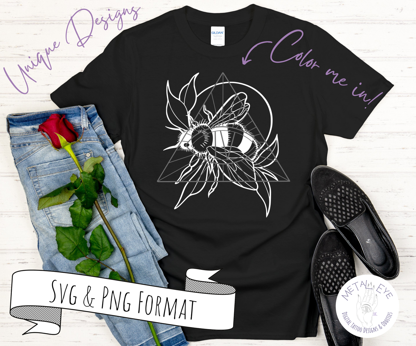 Bee & Daisy Wildflower Outline Designs