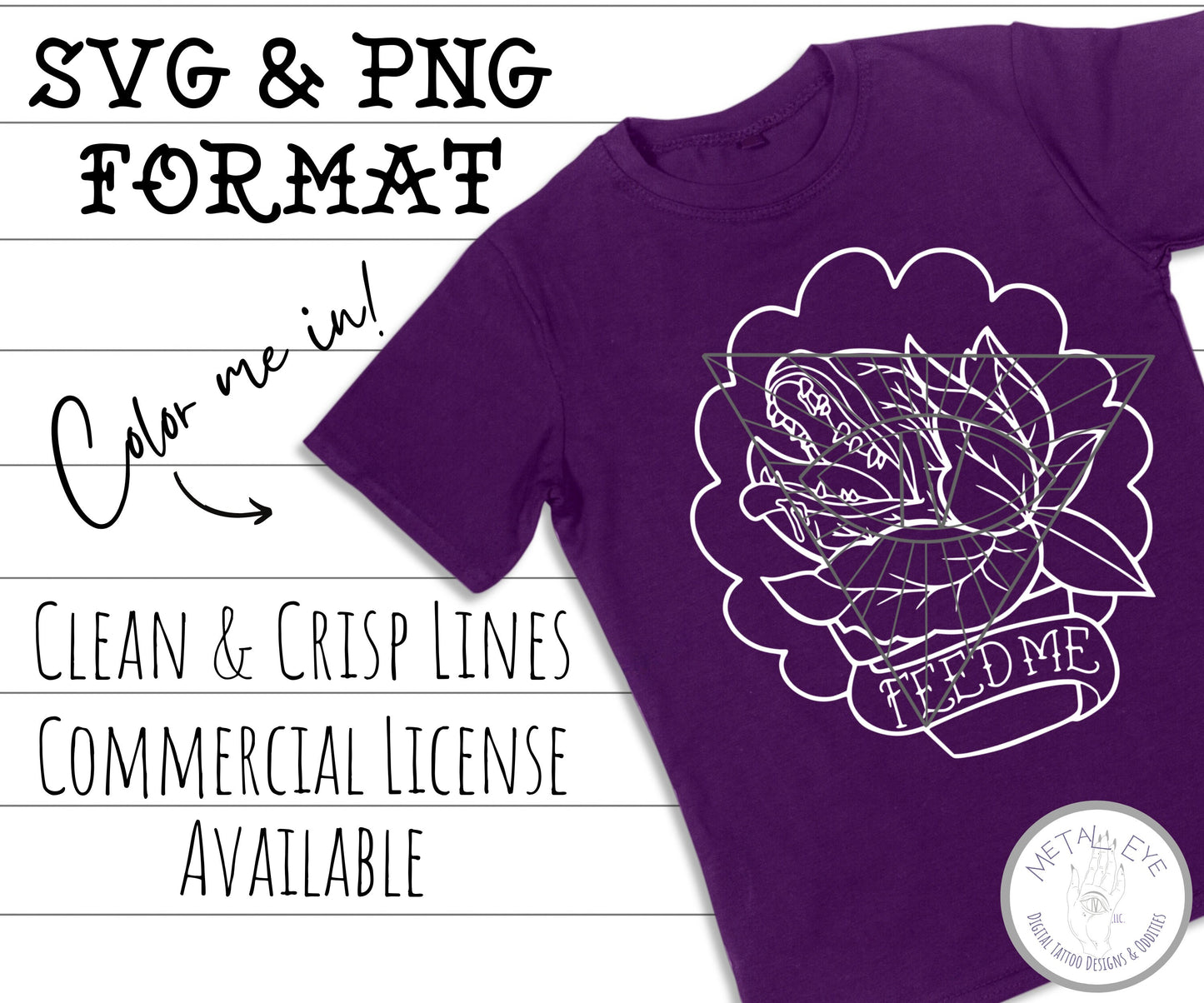 Tattoo Horror SVG PNG Exotic Plants Bundle for Shirts, Printable Stickers, & Coloring Sheets