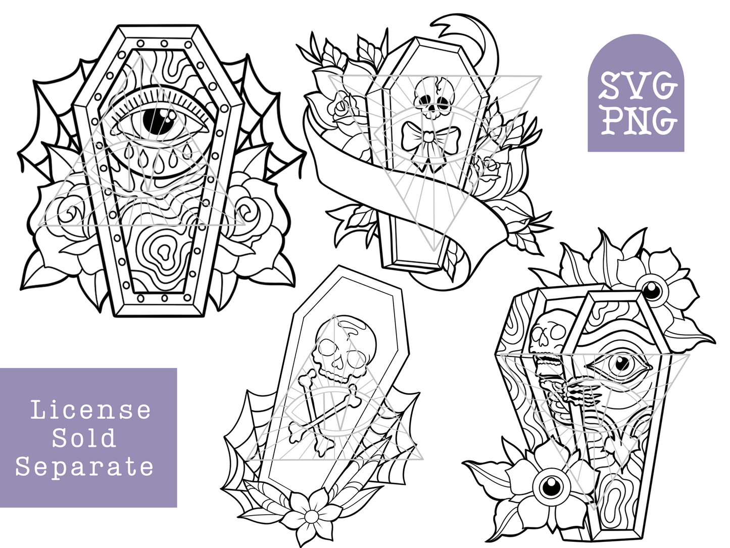 Coffin SVG PNG Laser Cut Halloween Files