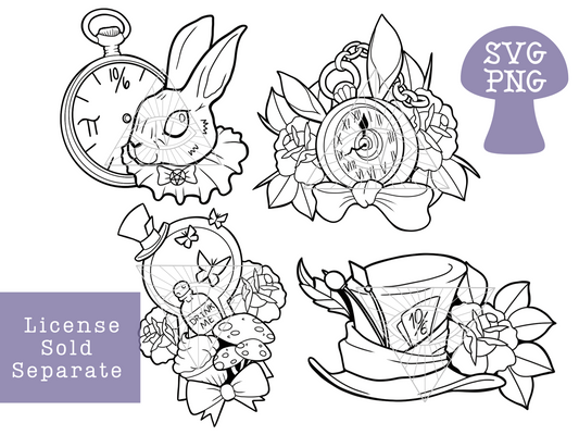White Rabbit Alice in Wonderland SVG Files