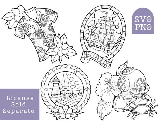 Beach Ocean Tattoo SVG PNG Designs