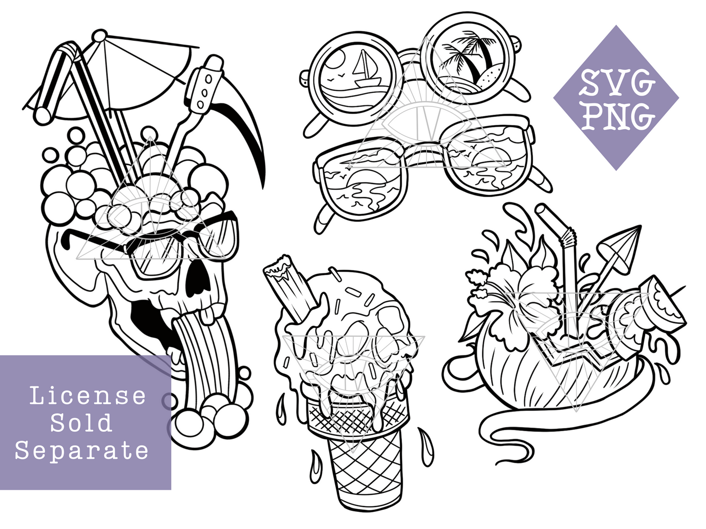 Beach Skull SVG PNG Laser Cut Files