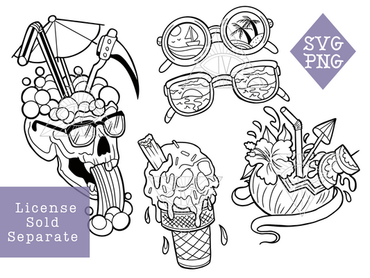 Beach Skull SVG PNG Laser Cut Files