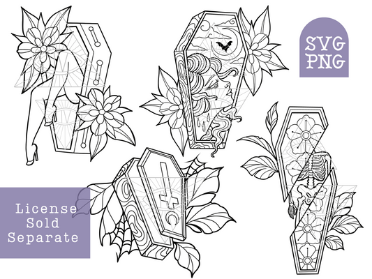 Coffin SVG Laser Cut Files Halloween Bundle