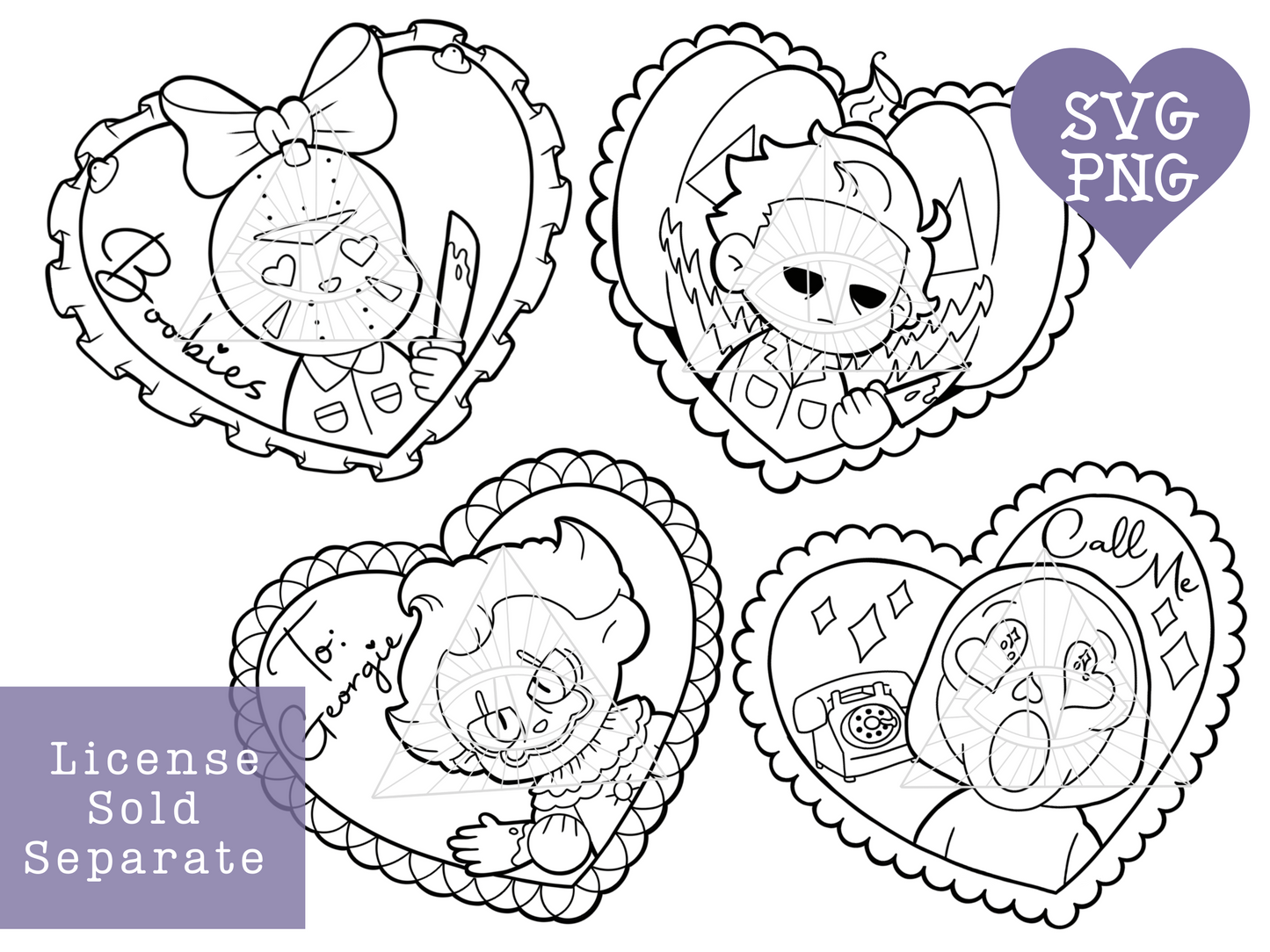 Classic Horror Valentines SVG PNG