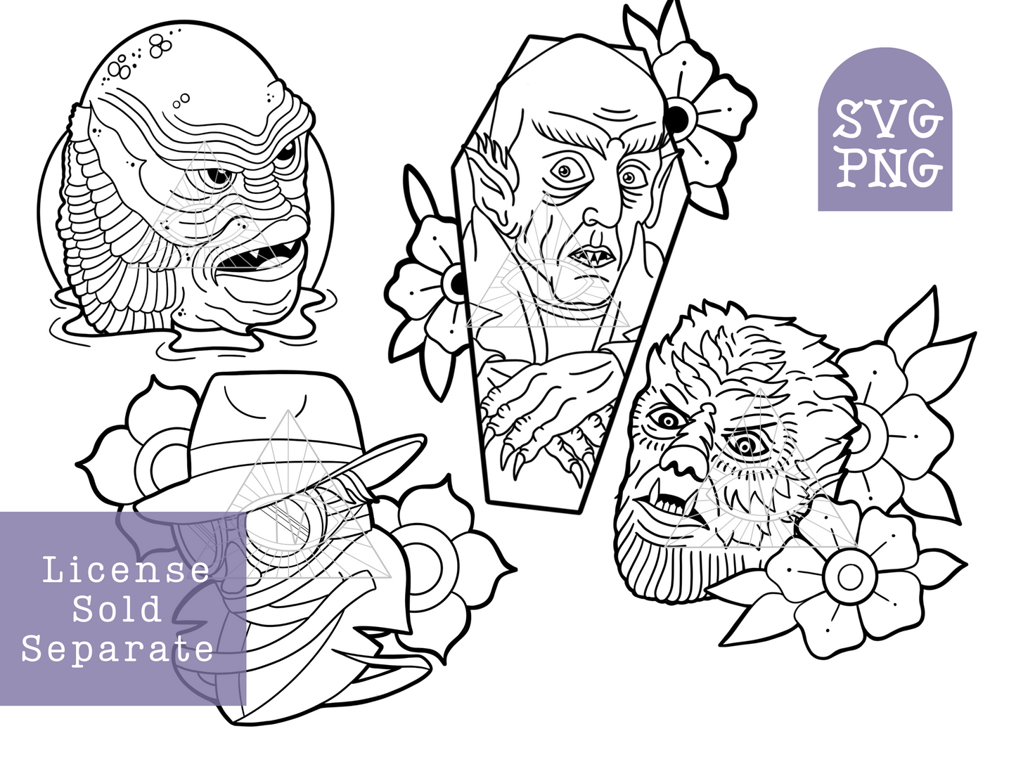 Classic Horror Movie SVG PNG Digital Design Bundle