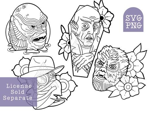 Classic Horror Movie SVG PNG Digital Design Bundle
