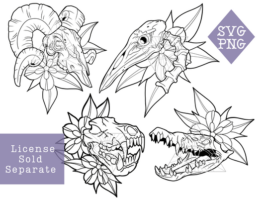 Animal Skull SVG PNG Bundle Laser Cut Files