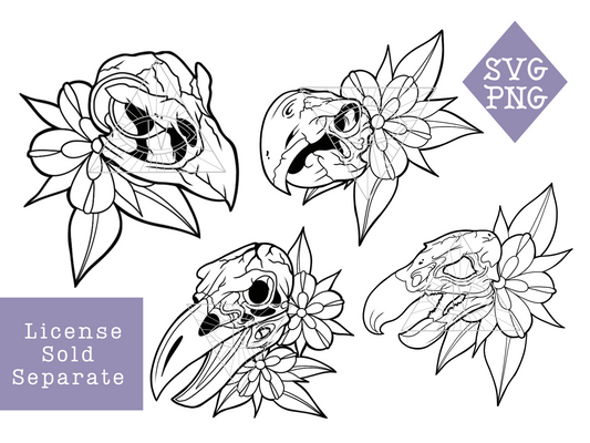 Bird Skulls PNG SVG Cut Files