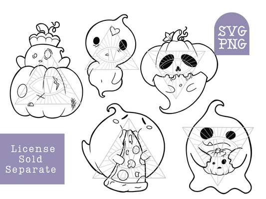 Cute Ghosts SVG PNG Halloween Digital Downloads