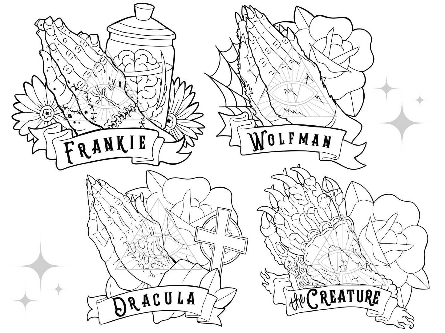 Classic Horror Praying Hands SVG/PNG