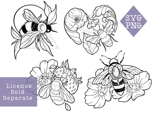 Bee & Daisy Wildflower Outline Designs