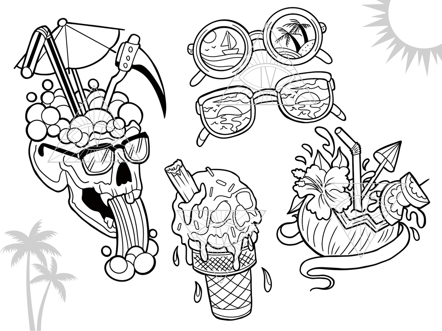 Beach Skull SVG PNG Laser Cut Files
