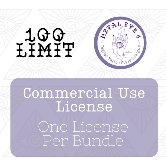 Commercial License for Metal Eye 4 & Mal Tattoos - Covers Up to 100 Physical Items