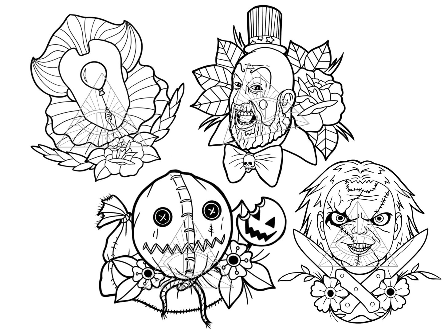 Classic Horror SVG PNG Pennywise & Friends