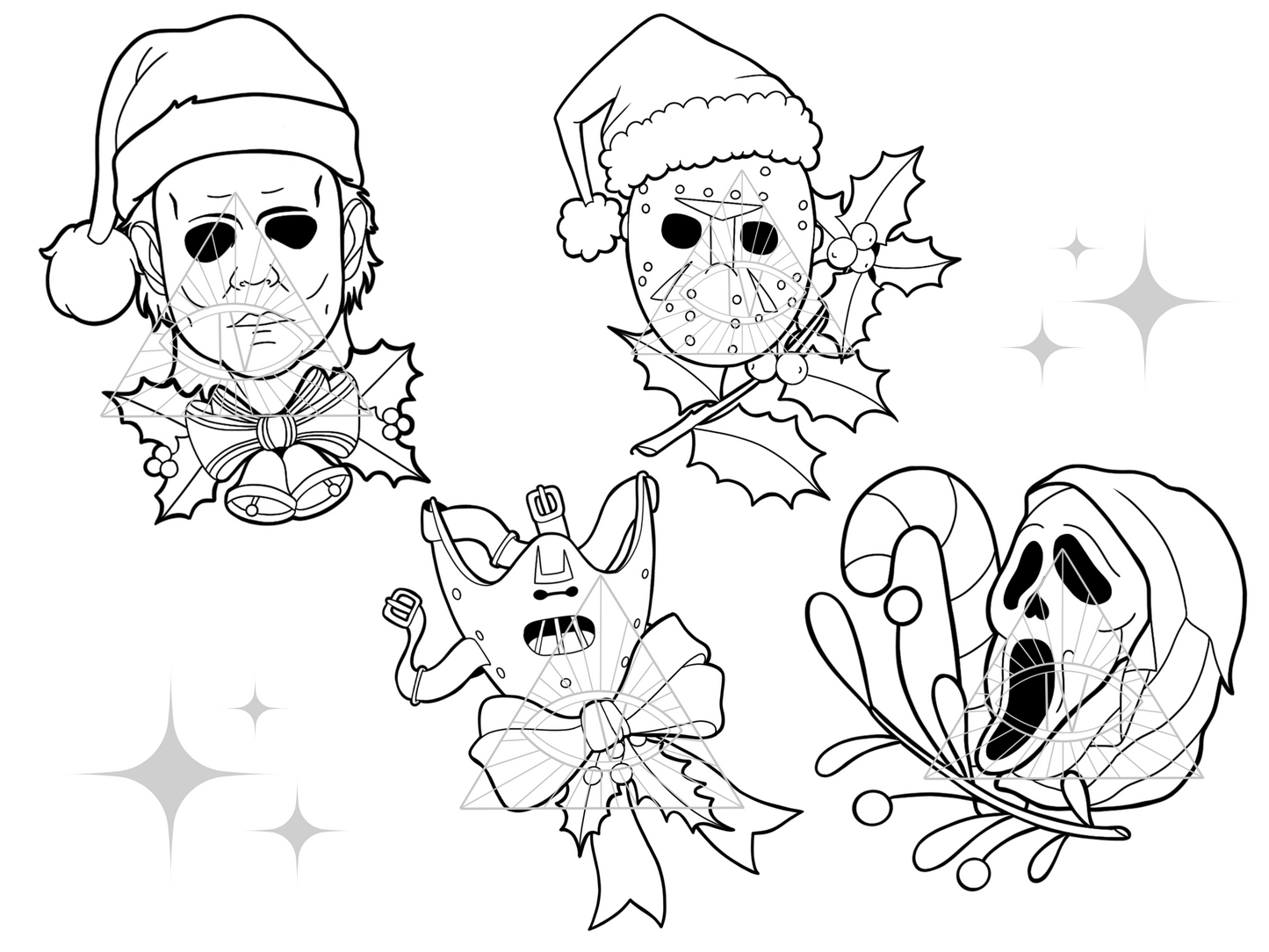 Classic Horror Christmas Digital Designs