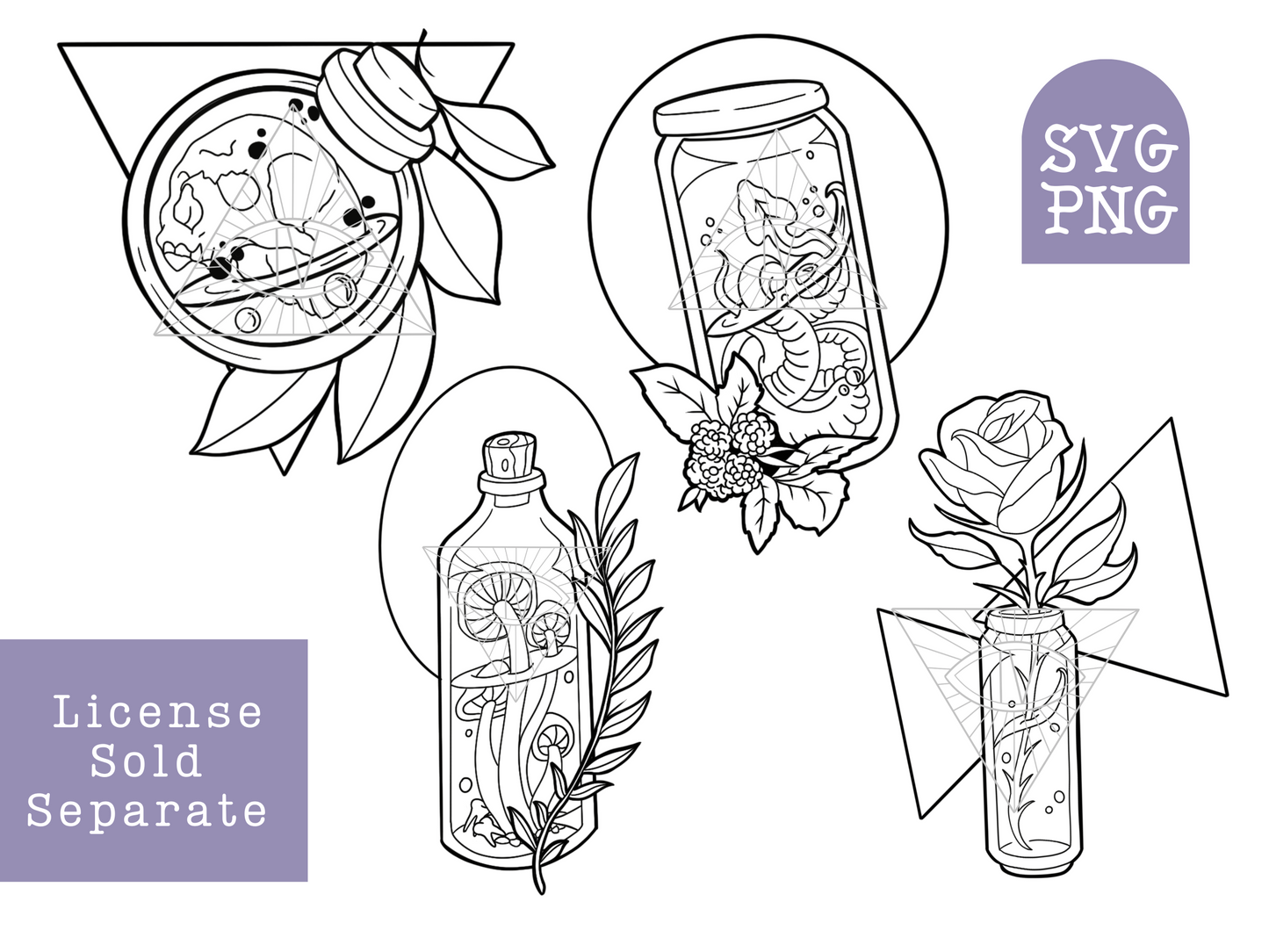 Witchy Vibes Apothecary Jars SVG PNG Files