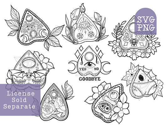 Witchy Vibes Planchette SVG/PNG Bundle
