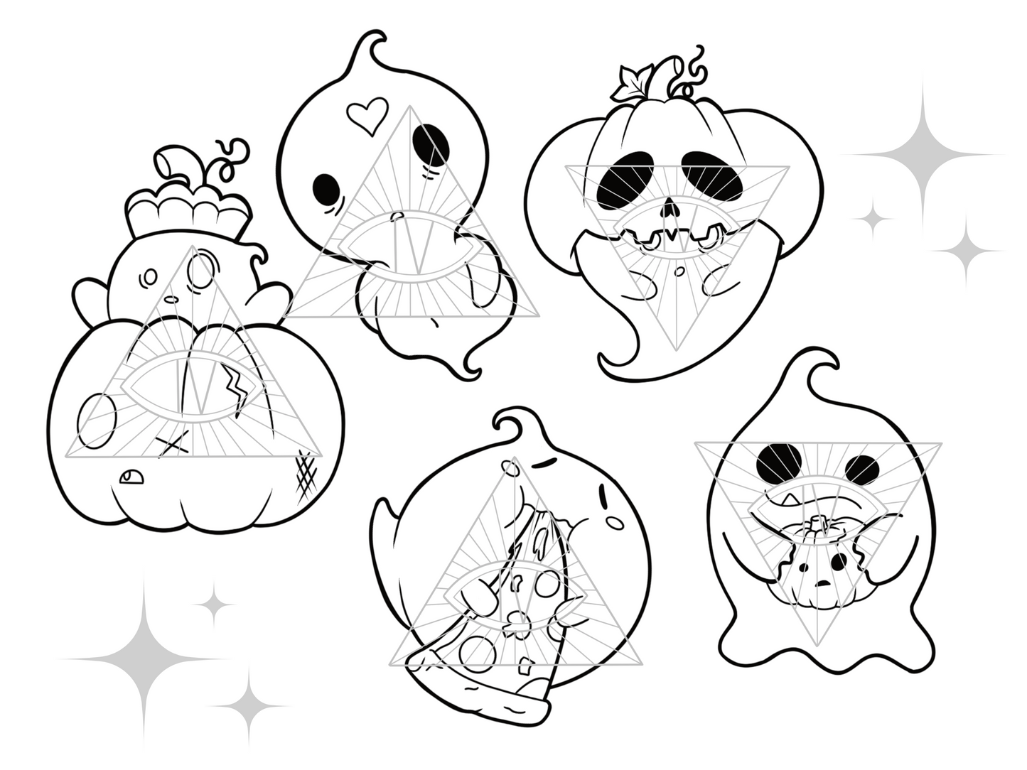 Cute Ghosts SVG PNG Halloween Digital Downloads