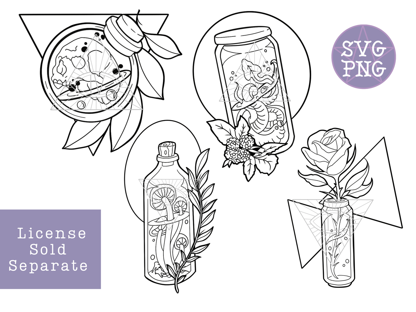 Witchy Vibes Apothecary Jars SVG PNG Files