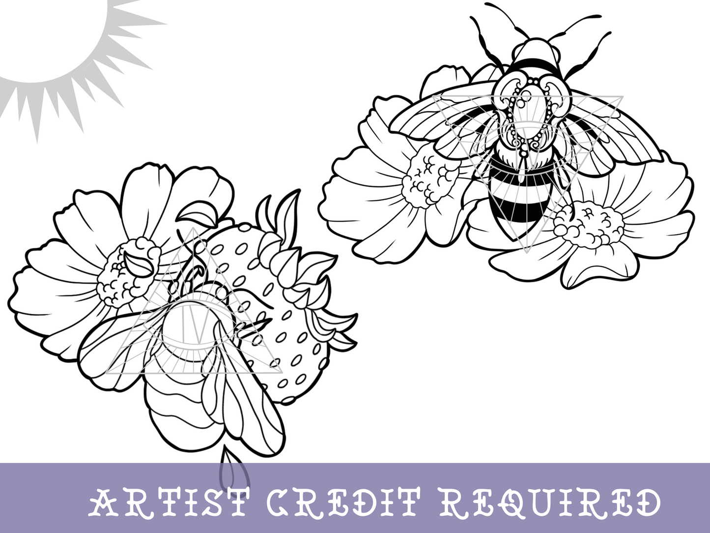 Bee & Daisy Wildflower Outline Designs