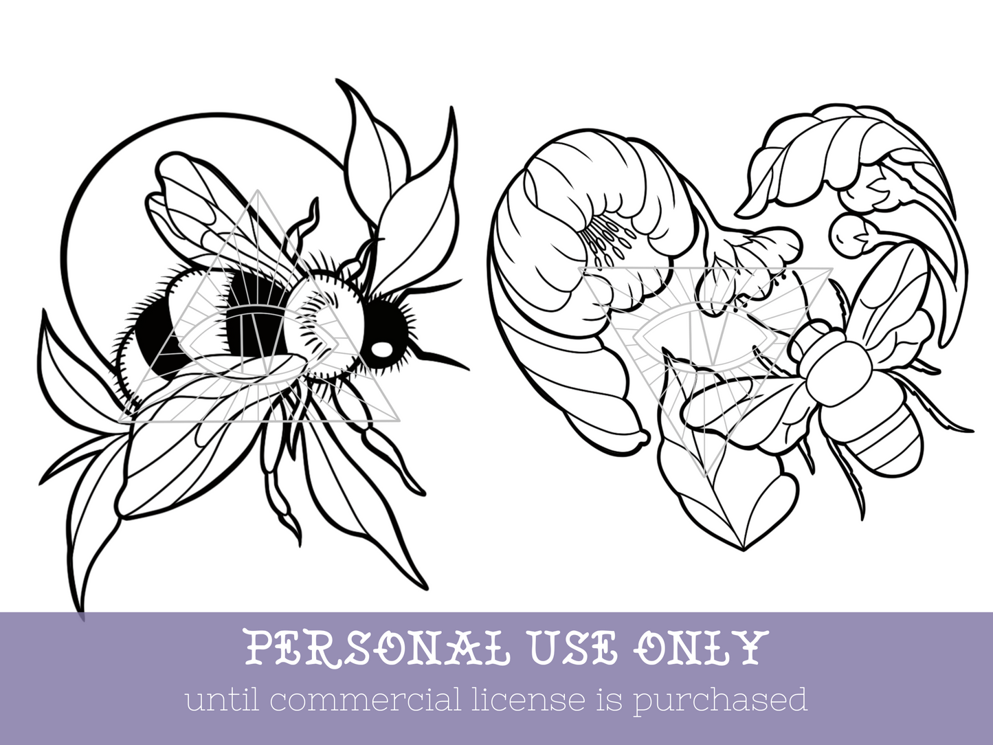 Bee & Daisy Wildflower Outline Designs