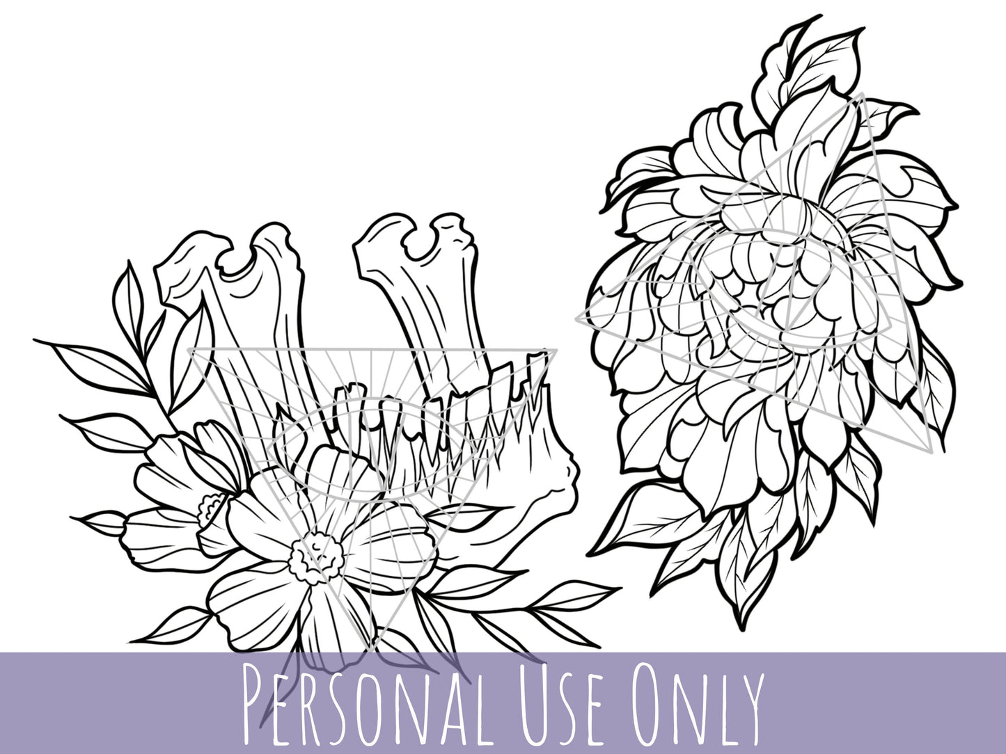Witchy Skull & Flower SVG PNG Bundle Digital Download Designs: Goblin Core/Nature Files for Cricut