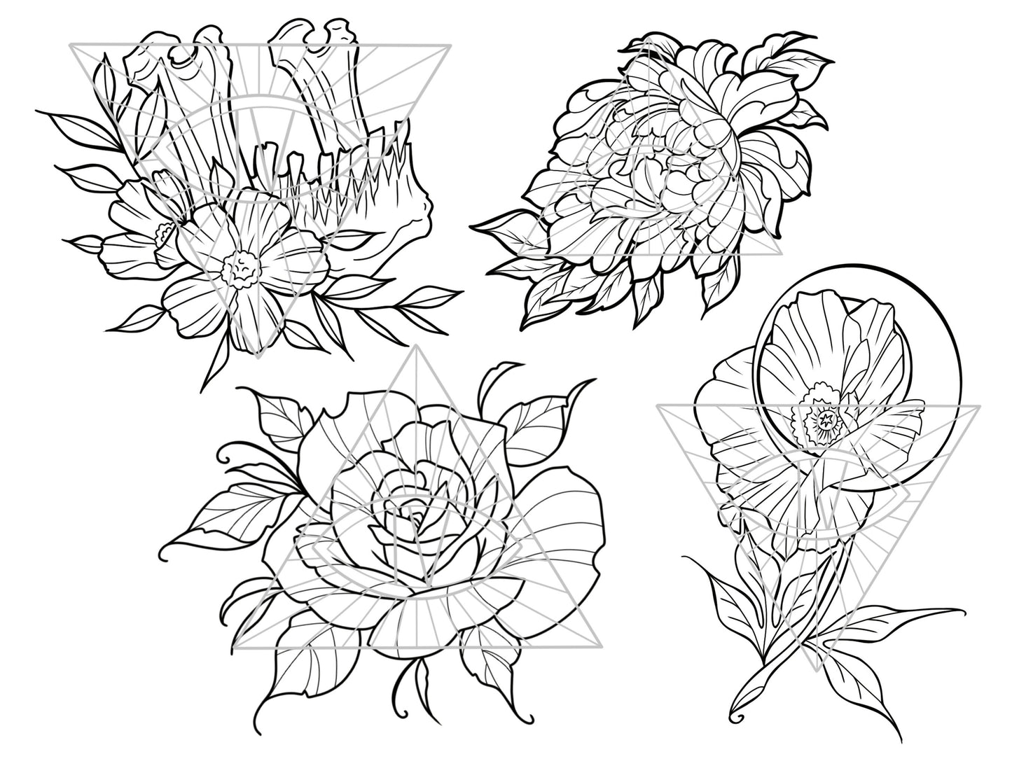 Witchy Skull & Flower SVG PNG Bundle Digital Download Designs: Goblin Core/Nature Files for Cricut