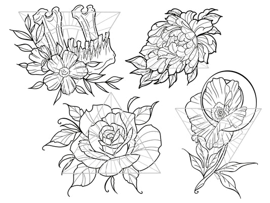Witchy Skull & Flower SVG PNG Bundle Digital Download Designs: Goblin Core/Nature Files for Cricut