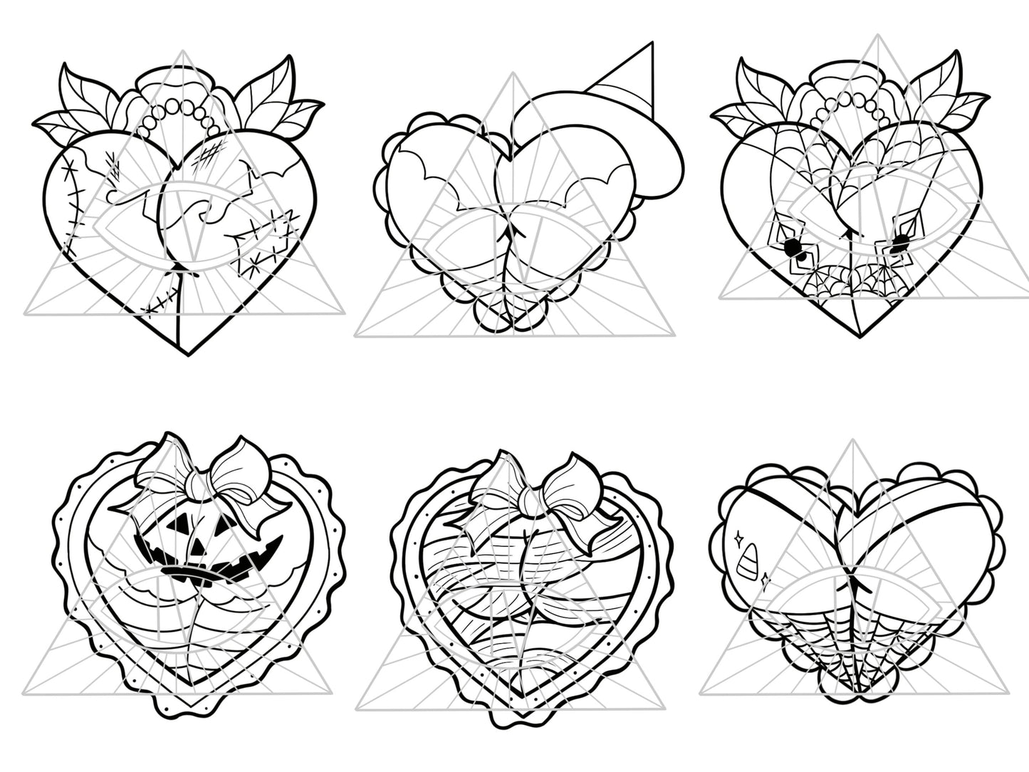 Halloween Booty Heart SVG PNG Bundle Digital Designs Clipart for Printable Stickers