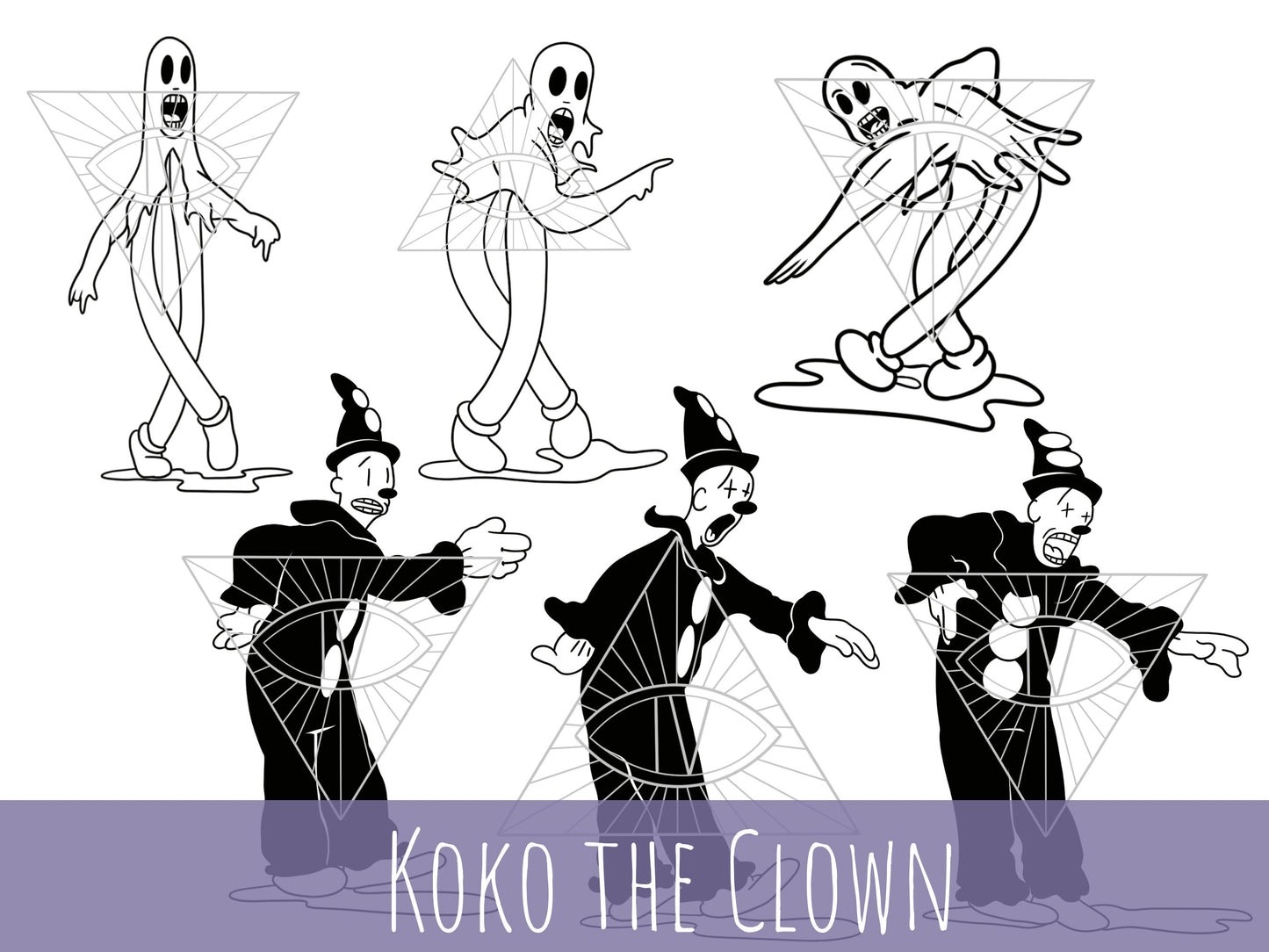 Koko the Clown: Halloween Ghost Classic Cartoons SVG PNG Bundle Files for Cricut Projects