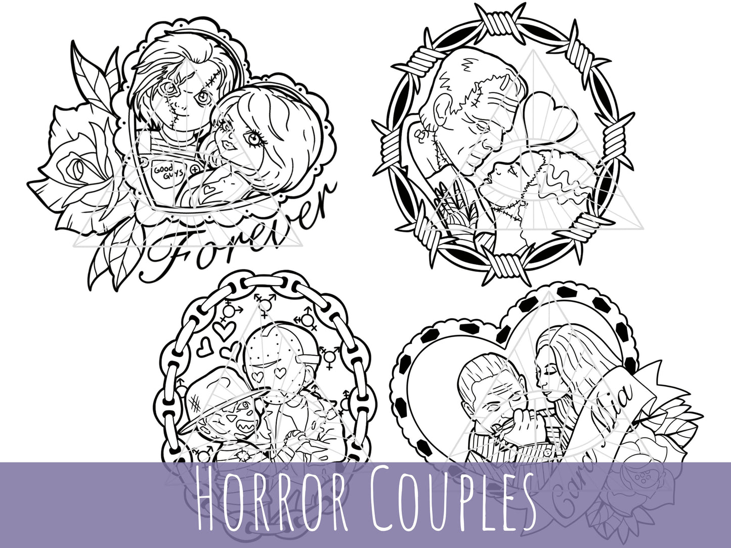 Valentine Cut Files Horror Couples Goth SVG Bundle