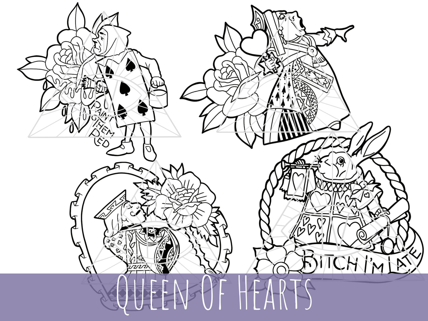 Queen of Hearts Alice in Wonderland Goth SVG Files for Laser Cut Projects