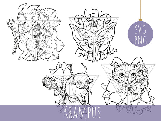 Krampus Goth Horror Christmas SVG PNG Bundle Files: Spooky Season Gifts