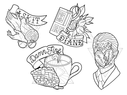 Twin Peaks SVG PNG Bundle Sublimation Clip Art Files: Dale Cooper Damn Fine & Log Lady Digital