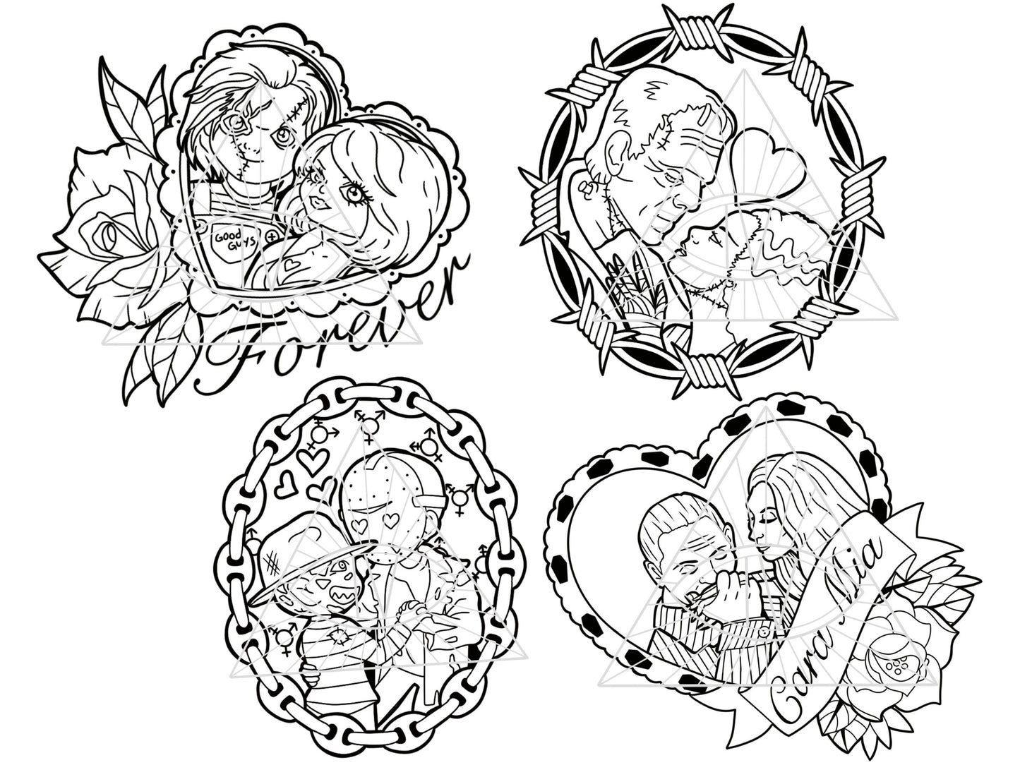 Valentine Cut Files Horror Couples Goth SVG Bundle