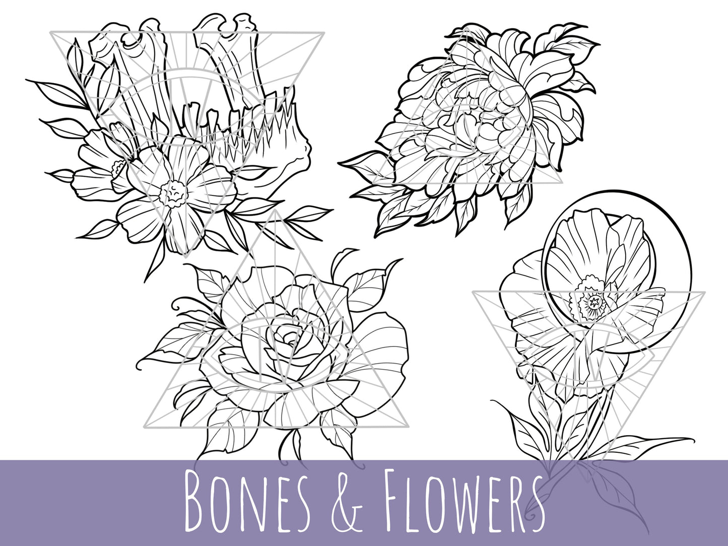 Witchy Skull & Flower SVG PNG Bundle Digital Download Designs: Goblin Core/Nature Files for Cricut