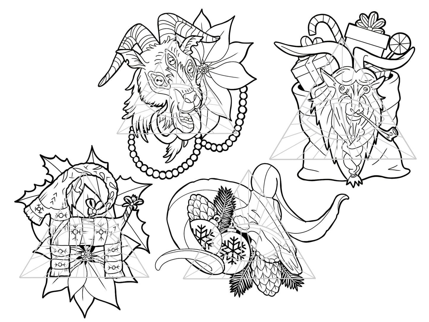 Pagan Goat Holiday SVG Digital File Design Bundle: Gothic Victorian Joulupukki