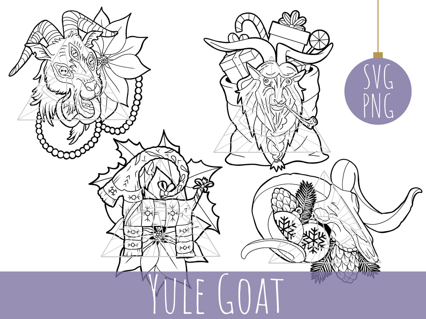 Pagan Goat Holiday SVG Digital File Design Bundle: Gothic Victorian Joulupukki