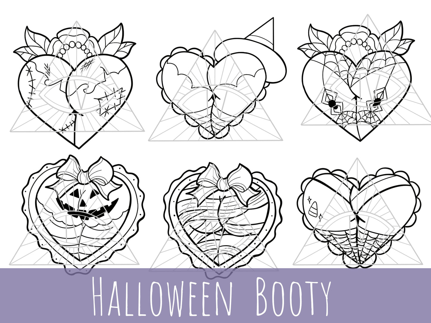 Halloween Booty Heart SVG PNG Bundle Digital Designs Clipart for Printable Stickers