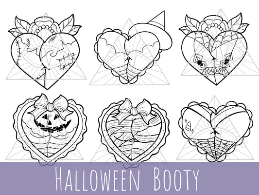 Halloween Booty Heart SVG PNG Bundle Digital Designs Clipart for Printable Stickers