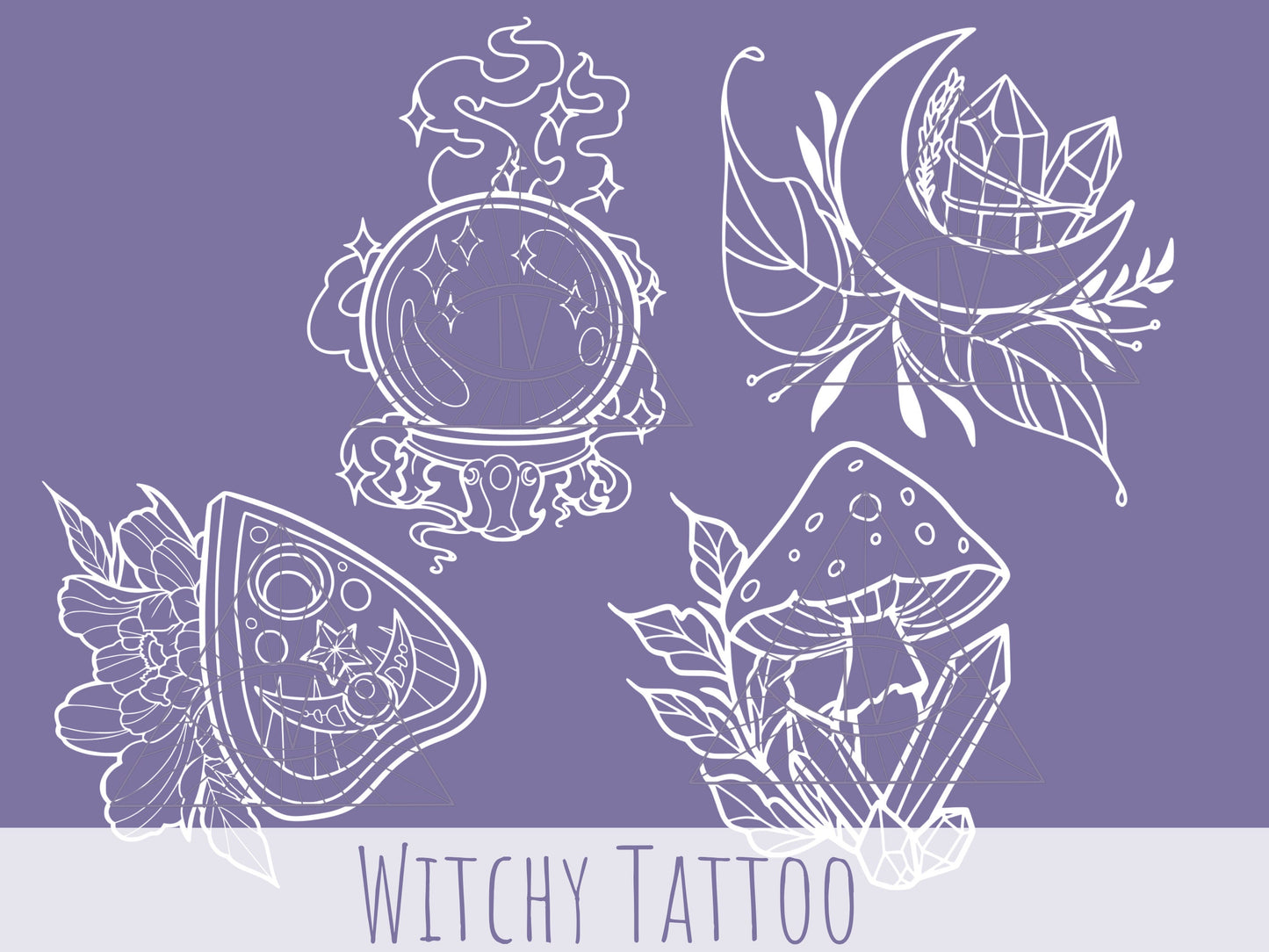 Witchy Tattoo Design Bundle for Cricut Projects. Goth PNG SVG