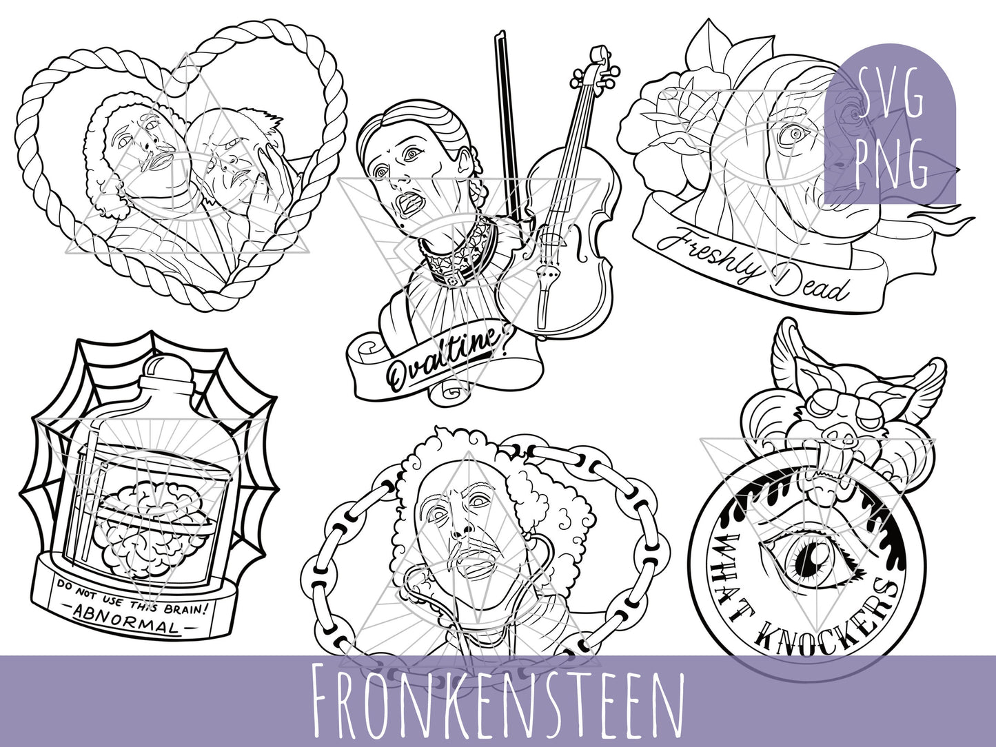Young Frankenstein Horror SVG PNG Cut Files Bundle for Gifts