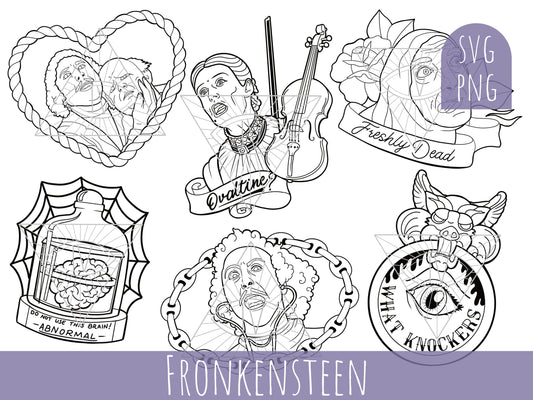 Young Frankenstein Horror SVG PNG Cut Files Bundle for Gifts