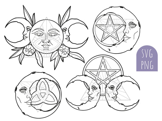 Moon Goddess SVG PNG Laser Cut Files | Digital Designs for Stickers and Printable's