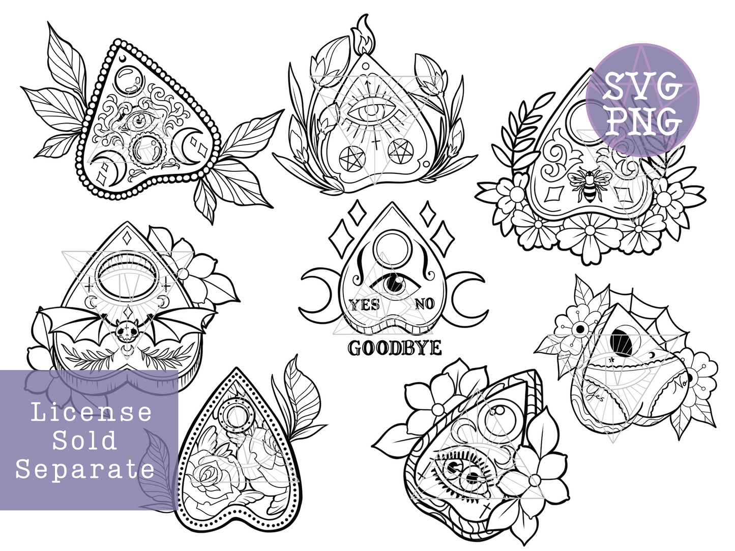 Witchy Vibes Planchette SVG/PNG Bundle